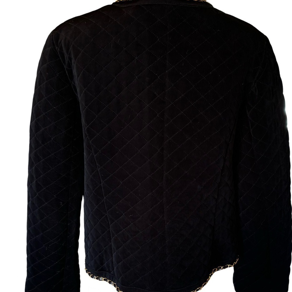 Travelers By Chico’s Quilted Jacket. Gold Chain Trim Interwoven W/Leather Size L - Picture 2 of 6